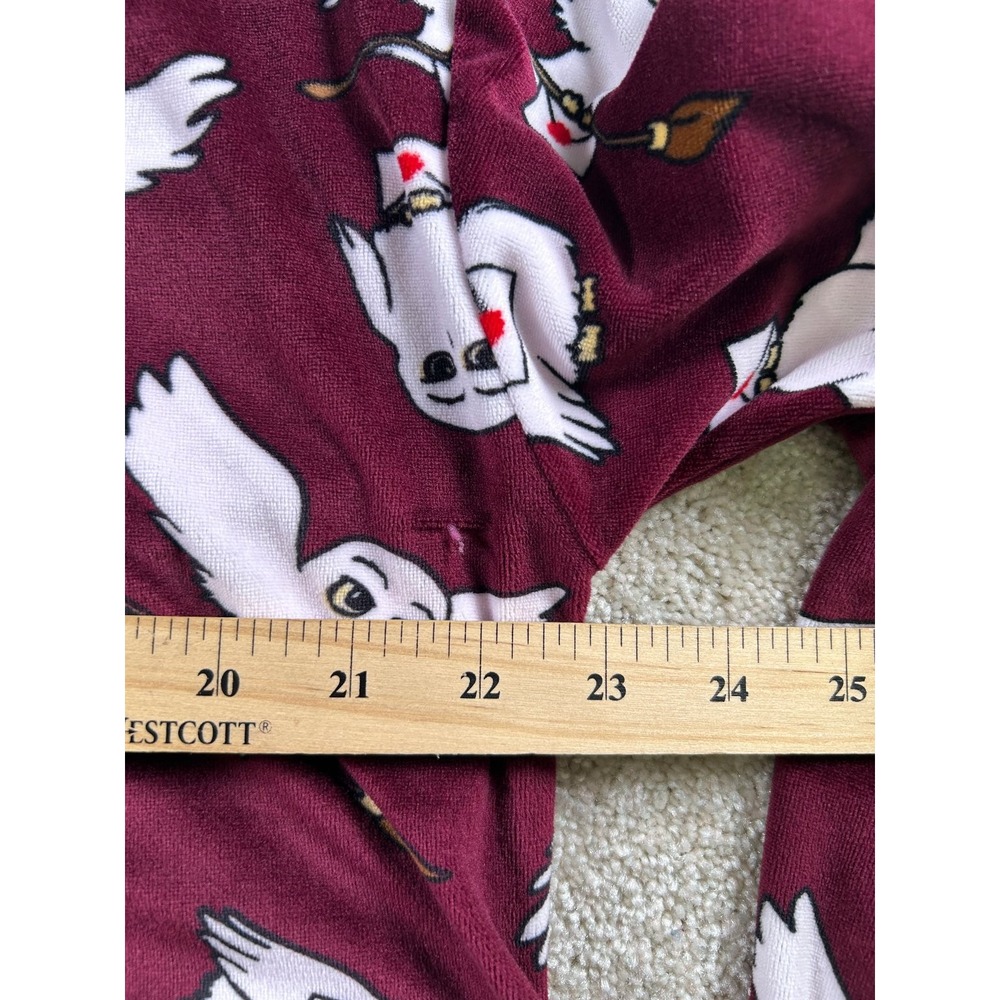Harry Potter Women's Burgundy Robe Size L Owl Print Sleepwear - Picture 2 of 7